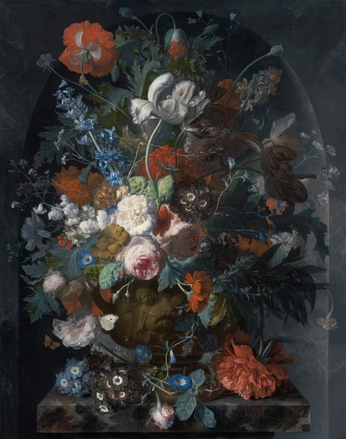 Vase of Flowers in a Niche