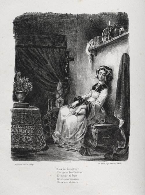 Illustrations for Faust Marguerite with the wheel 1828
