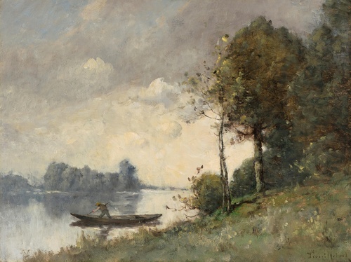 Ferryman in His Boat by the River
