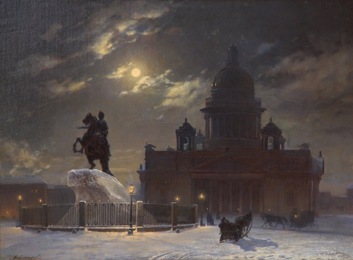 View of the Monument to Peter I in Senate Square, St. Petersburg