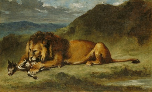 Lion Devouring a Goat