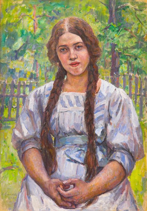 Girl with Braids. Portrait of A.A. Dobrynskaya
