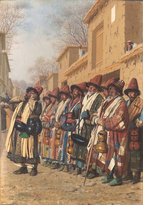 Choir of Dervishes Asking for Alms. Tashkent 1870