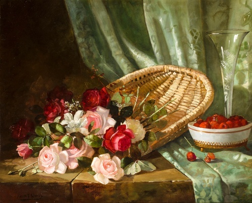 Still Life with Roses and Raspberries
