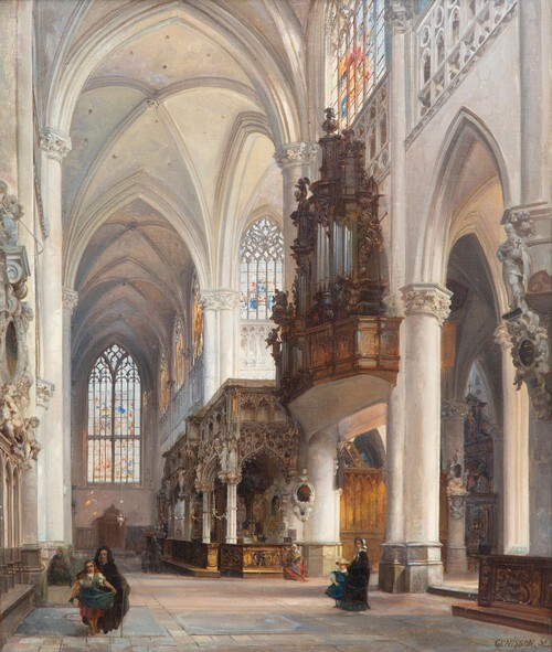 Das Innere der St. Gummarus-Kirche in Lier, Belgien 1858