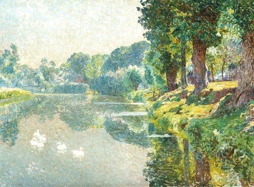 Summer day at the river Lys in Astene