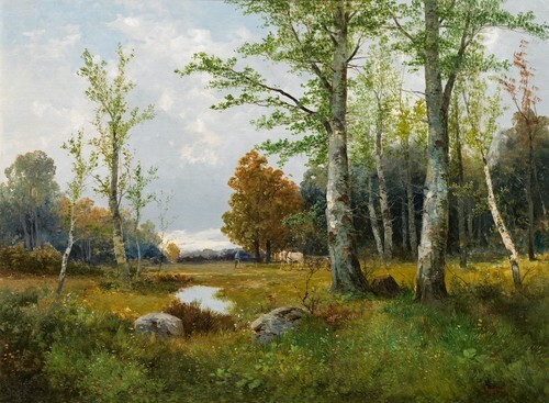 Forest Landscape with Horse-Drawn Wagon