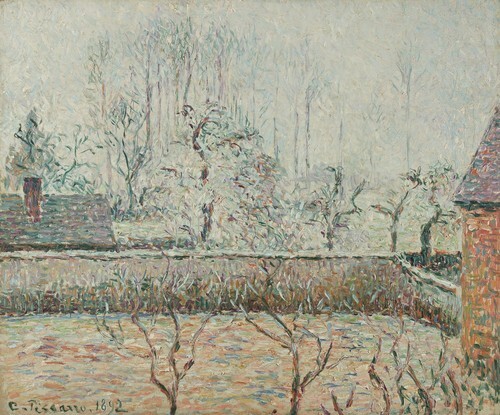 Landscape with Houses and Fence Wall, Frost and Mist, Éragny 1892