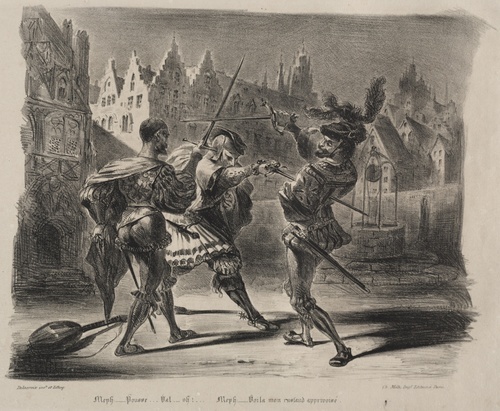 Illustrationer til Fausts duel mellem Faust og Valentin 1828