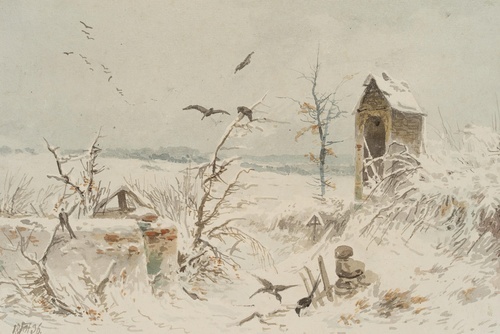 Small cemetery in the snow
