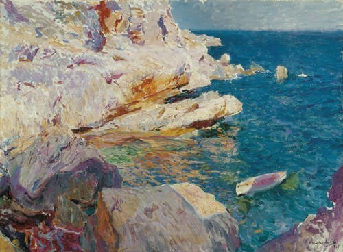 Rocks at Jávea and the White Boat