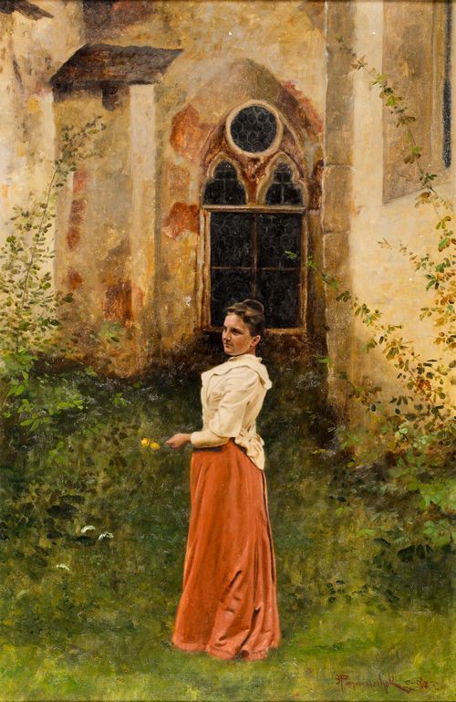 Dreamy Lady in the Monastery Garden