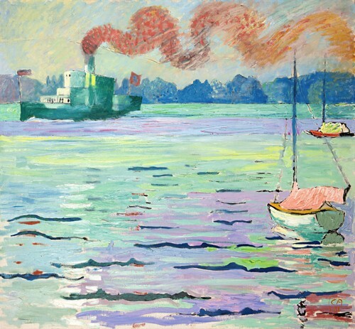 Large Steamboat and Two Sailing Boats on Thunersee