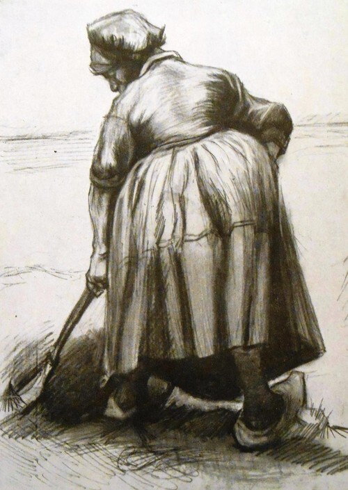 Digging peasant, seen from the rear