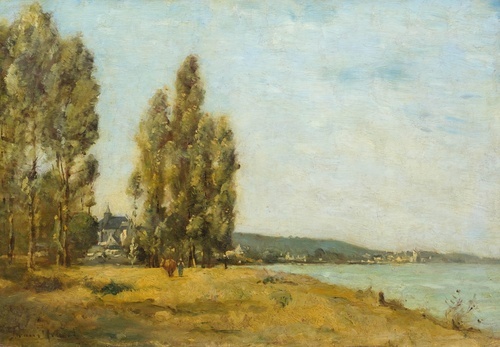 Shore Landscape with Figures and Houses in the Background