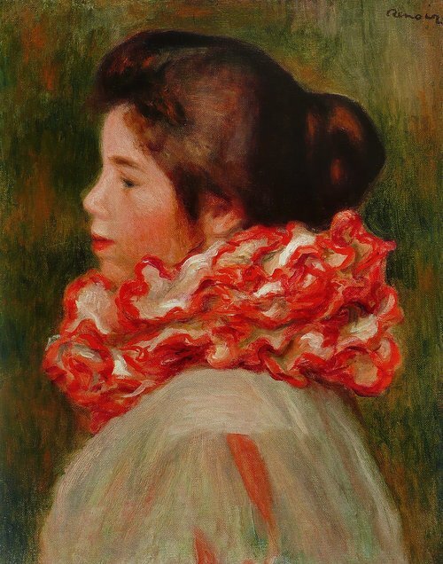 Donna con colletto rosso