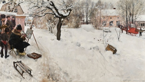 Open-Air Painter. Winter-Motif from Åsögatan 145, Stockholm 1886