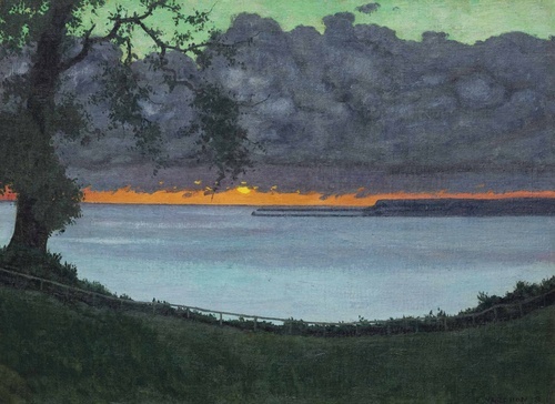 Sunset at Grâce, orange and green sky