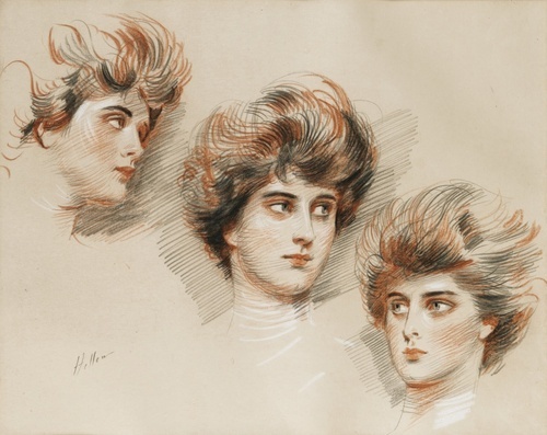 Study of Three Heads of Ellen