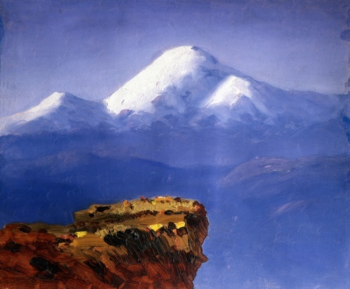 Elbrus le jour: un troupeau de moutons sur les pentes