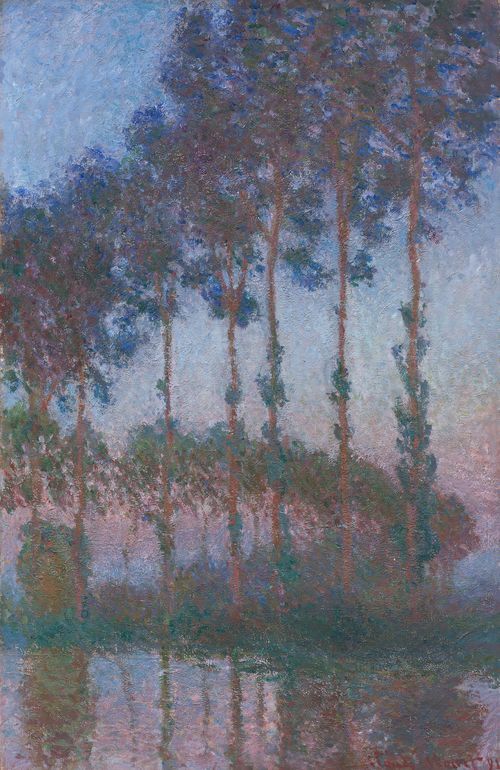 Poplars on the Banks of the River Epte in the Morning Twilight