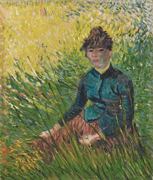 Woman, sitting in the grass