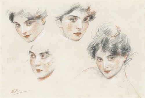 Mademoiselle Conquis, étude de têtes 1890