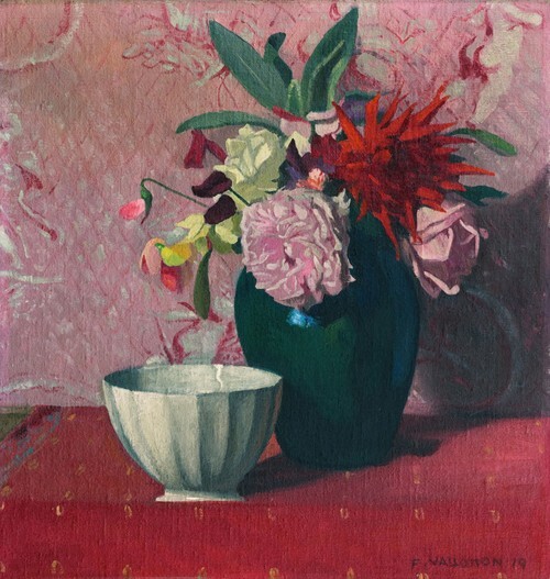 Green Vase and White Bowl