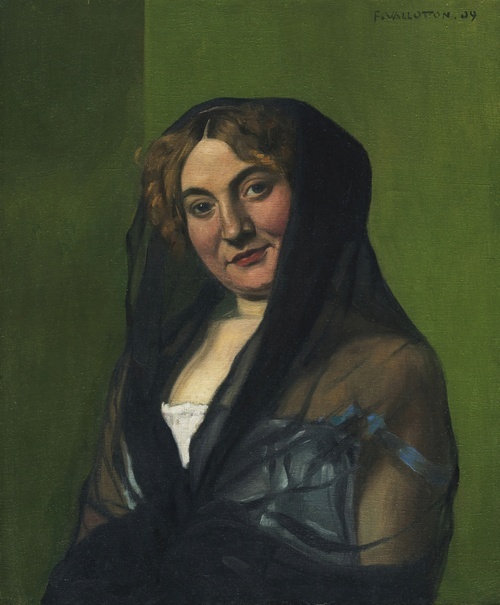 Young Blonde Woman Veiled in Black