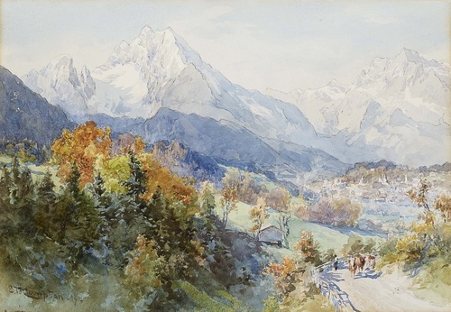 View of Berchtesgaden with Watzmann