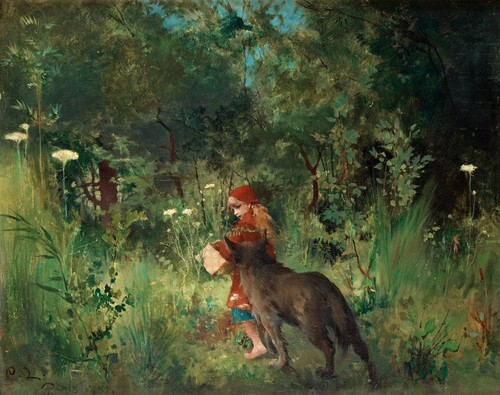 Little Red Riding Hood and the Wolf in the Forest