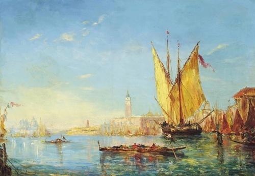 Trading vessels at the entrance to the Grand Canal, Venice