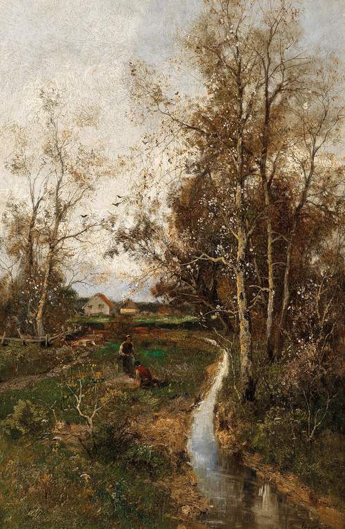 Spring Landscape by the Stream