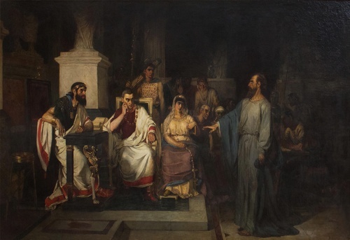 L'apostolo Paolo spiega i dogmi della fede di fronte al re Agrippa, sua sorella Berenice e al governatore Festus