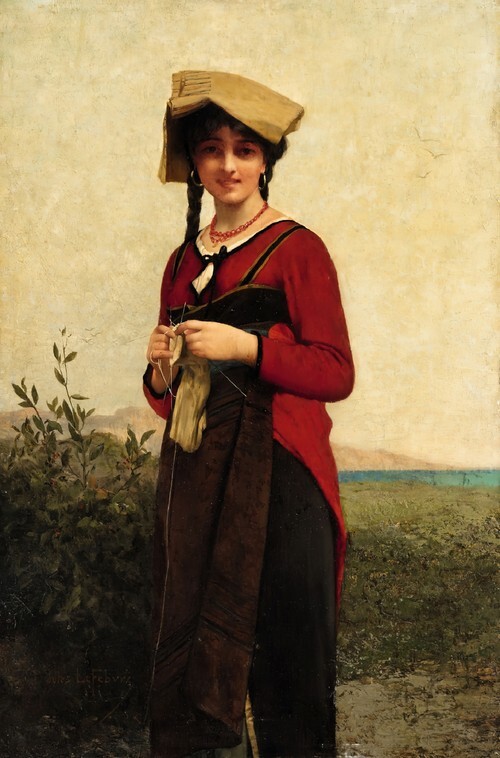 An Italian lady knitting