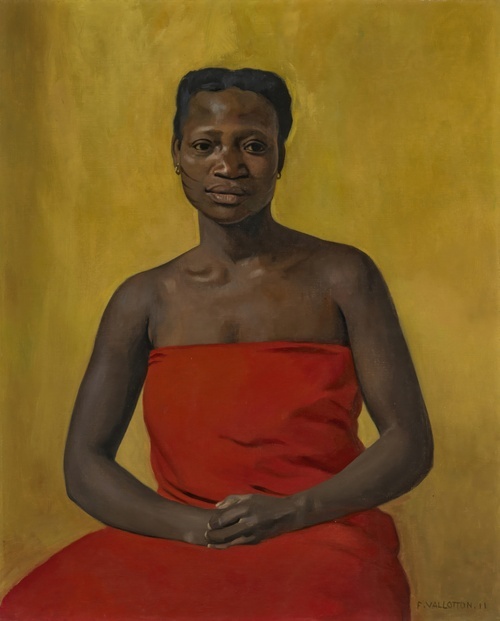 Woman Draped in Red