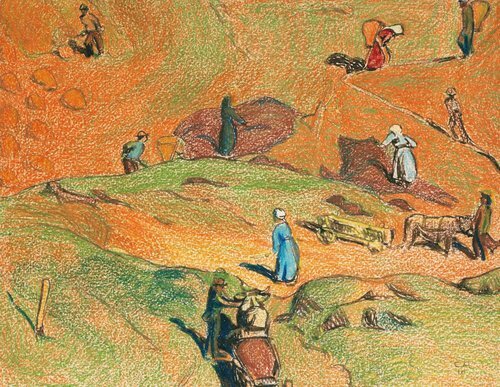 FELDARBEIT IM GEBIRGE (ENGADIN) 1910 田野的公主