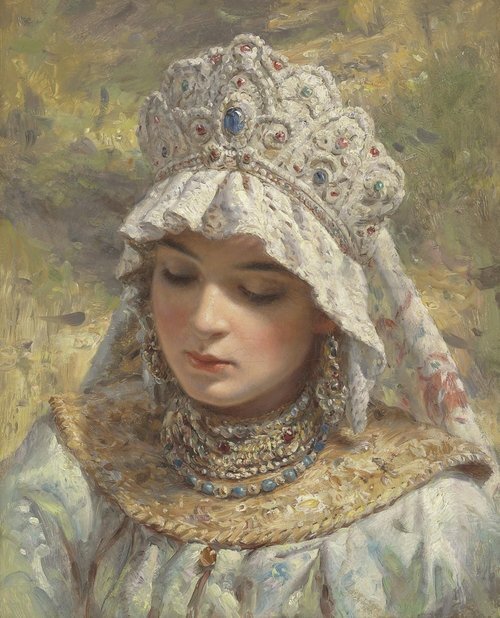 Russian Beauty Wearing a Kokoshnik