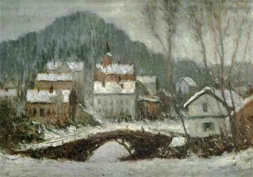 Sandvika Village in the Snow