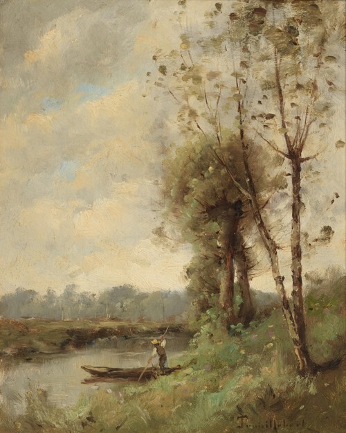 Fisherman in a Boat on the River