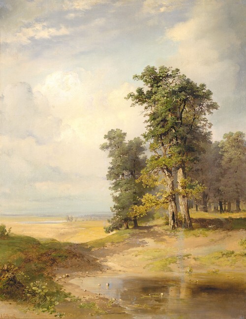 Sommerlandskab med egetræer 1853