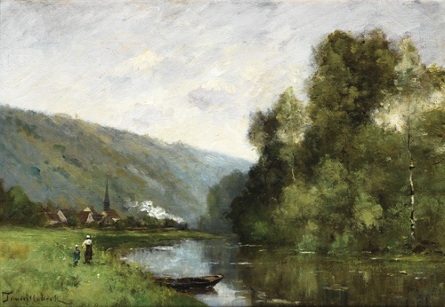 Walkers Along a River