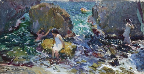 Children Bathe between Rocks, Jávea 1905