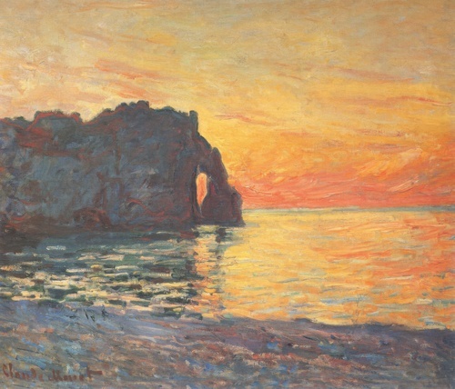 Etretat, Cliff of Aval, Sunset