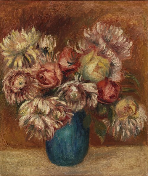 Flowers in a Green Vase