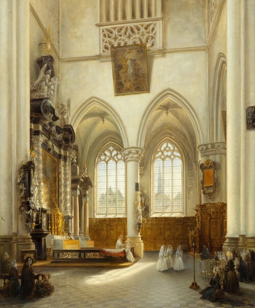Bridesmaids in St. Jacobskerk in Antwerp