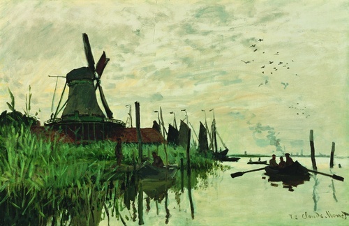 Windmill and Boats near Zaandam Holland