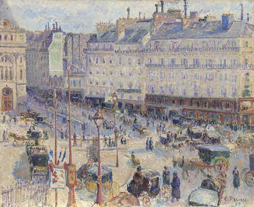La Place du Havre et la rue d’Amsterdam, matin, soleil