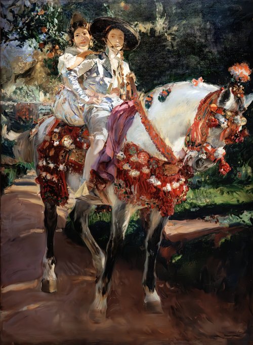 Portraits of Elena and Maria with Old-fashioned Valencian Costumes 1908
