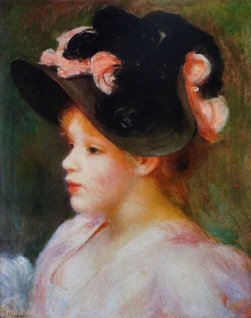 Young Girl with Black and Pink Hat